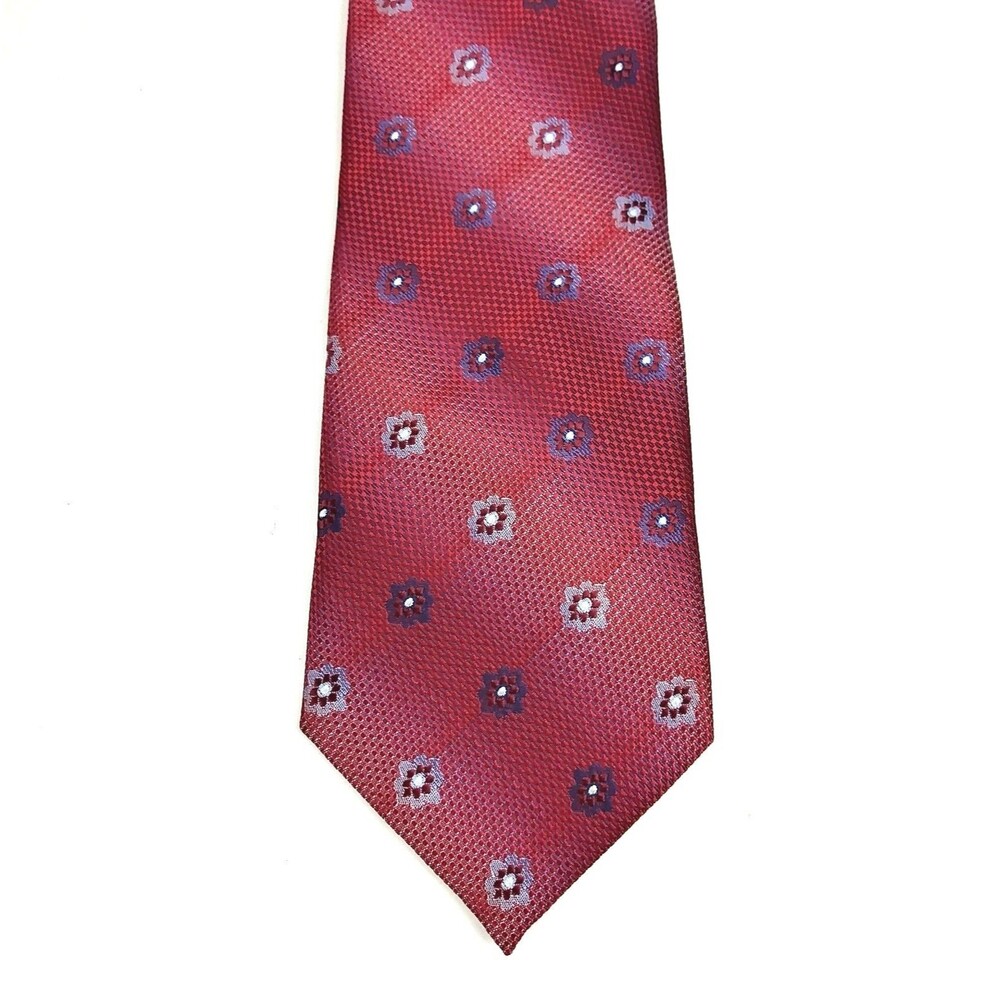 Borrelli Men's Multi Colored Red Purple Floral Hand Stitched Elegant Tie - READ - Picture 3 of 12